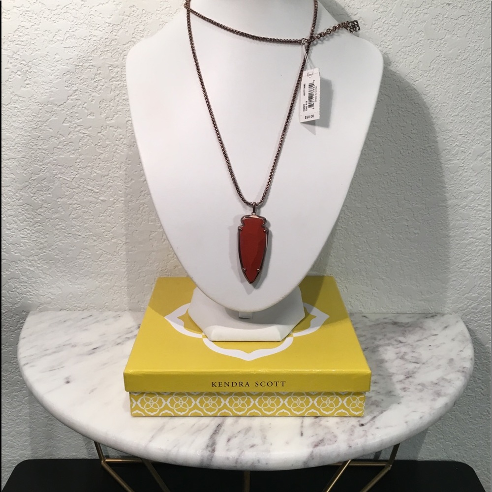 KENDRA SCOTT ‘Kimmy’ Necklace, Antique Brass/Rust